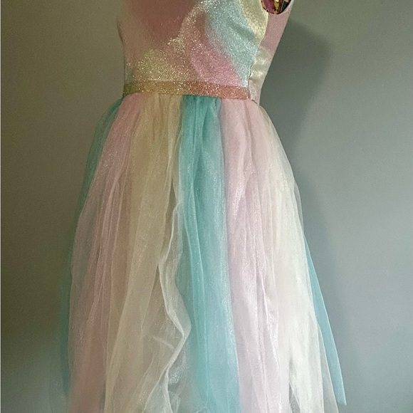 Bonnie Jean Girls Shimmering Pastel Rainbow Sleeveless Dress - Picture 6 of 12